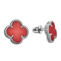 Серьги,Серебро,с вставкой Коралл натуральный Красная цвета,с замком Пусет,РОССИЯ