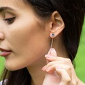 Серебряные серьги Клевер / Четырехлистник с Натуральным черным Ониксом 6мм, протяжка, платирование Серьги,Серебро,с вставкой Оникс натуральный Черная цвета,с замком Протяжка,РОССИЯ