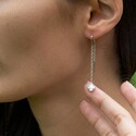 Серебряные серьги Клевер / Четырехлистник с Натуральным светлым Перламутром 6мм, протяжка, платина Серьги,Серебро,с вставкой Перламутр натуральный Белая цвета,с замком Протяжка,РОССИЯ