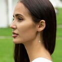Серебряные серьги Клевер / Четырехлистник с Натуральным светлым Перламутром 6мм, протяжка, платина Серьги,Серебро,с вставкой Перламутр натуральный Белая цвета,с замком Протяжка,РОССИЯ