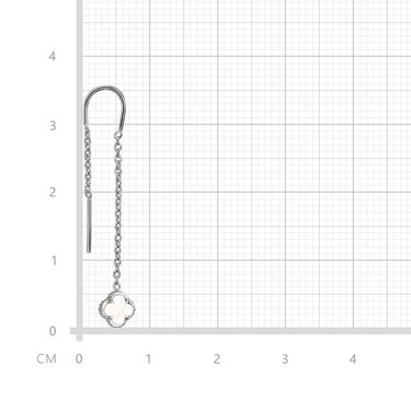 Серебряные серьги Клевер / Четырехлистник с Натуральным светлым Перламутром 6мм, протяжка, платина