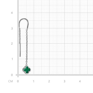 Серебряные серьги Клевер / Четырехлистник с Натуральным зеленым Агатом 6мм, протяжка, платирование