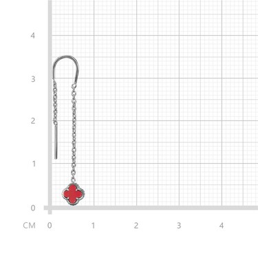 Серебряные серьги Клевер / Четырехлистник с Натуральным красным Кораллом 6мм, протяжка, платирование