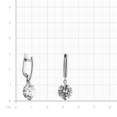 Серебряные серьги с подвесками из циркония, покрытие родий