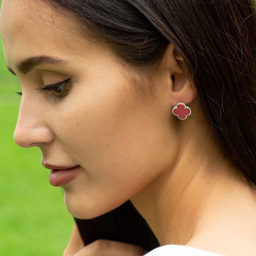 Серьги,Серебро,с вставкой Коралл натуральный Красная цвета,с замком Винтовой,РОССИЯ