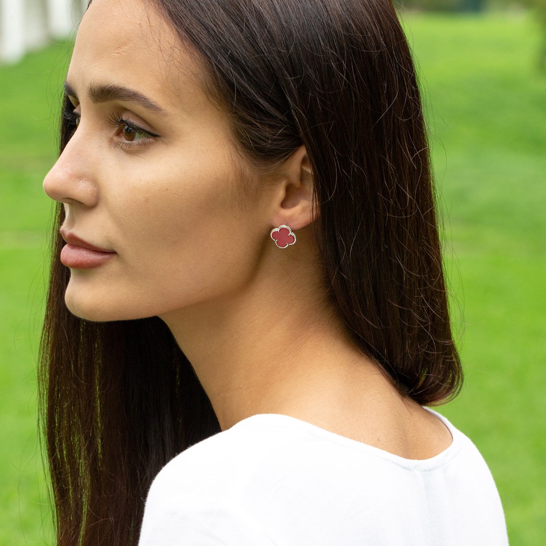 Серьги,Серебро,с вставкой Коралл натуральный Красная цвета,с замком Винтовой,РОССИЯ