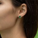 Серебряные серьги Клевер / Четырехлистник с Натуральным зеленым Агатом 8мм, пусет, платирование Серьги,Серебро,с вставкой Агат натуральный Зеленая цвета,с замком Винтовой,РОССИЯ