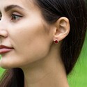 Серебряные серьги Клевер / Четырехлистник с Натуральным красным Кораллом 8мм, пусет, платирование Серьги,Серебро,с вставкой Коралл натуральный Красная цвета,с замком Винтовой,РОССИЯ
