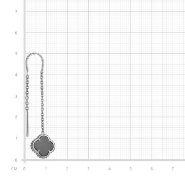 Серебряные серьги Клевер / Четырехлистник с Натуральным черным Ониксом 8мм, протяжка, платирование