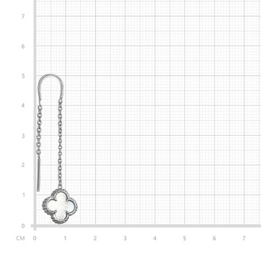 Серебряные серьги Клевер / Четырехлистник с Натуральным светлым Перламутром 8мм, протяжка, платина