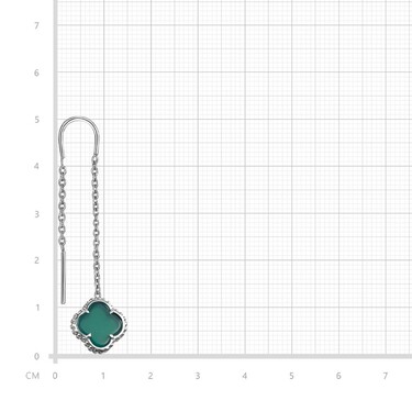 Серебряные серьги Клевер / Четырехлистник с Натуральным зеленым Агатом 8мм, протяжка, платирование