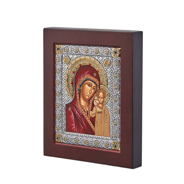 Венчальная пара икон Казанской Божией Матери и Спасителя, 11х13 см, серебро, гальваника