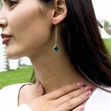 Серебряные серьги Клевер / Четырехлистник с Натуральным зеленым Агатом 8мм, протяжка, платирование Серьги,Серебро,с вставкой Агат натуральный Зеленая цвета,с замком Протяжка,РОССИЯ