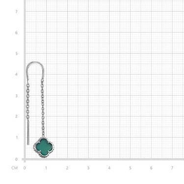 Серебряные серьги Клевер / Четырехлистник с Натуральным зеленым Агатом 8мм, протяжка, платирование