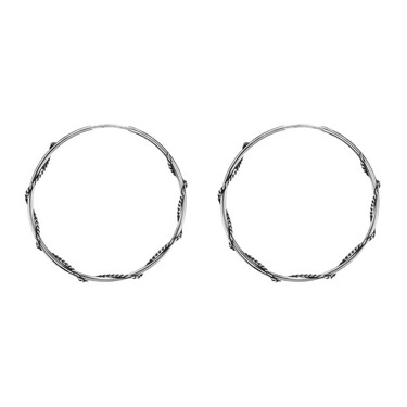 Женские серебряные серьги кольца Конго с канатами, чернение, диаметр 4 см