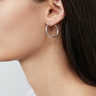 Женские серебряные серьги кольца Конго, диаметр 2 см