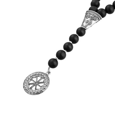 Мужские бусы-четки Розарий, шунгит с серебряными вставками