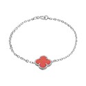 Браслет на руку,Серебро,Натуральный камень,с вставкой Коралл натуральный Красная цвета,с замком Кольцо,РОССИЯ