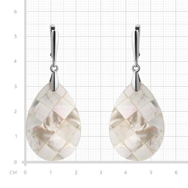 Перламутровые каплевидные серьги, мозаика, серебро 925, родий