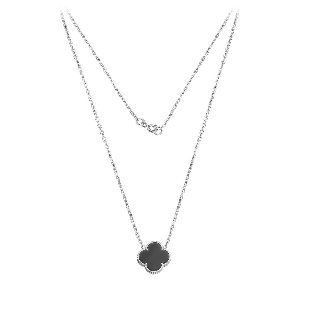 Серебряное колье Колье,Серебро,с вставкой Оникс натуральный Черная цвета,с замком Карабинный,РОССИЯ