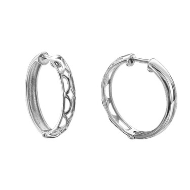 Серебряные серьги Кольца / Конго / Круглые / Хаггисы, родий, 20 мм