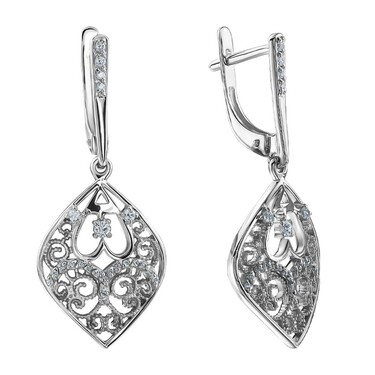 Серебряные серьги с фианитами, родирование