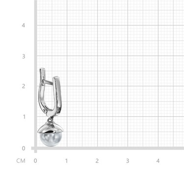 Серебряные серьги с подвеской из белого жемчуга, родий