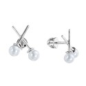 Серьги,Серьги Пусеты,Серьги Гвоздики,Серебро,с вставкой Жемчуг натуральный Белая цвета,с замком Пусет,Винтовой,Штыревой,Штифтовой,РОССИЯ