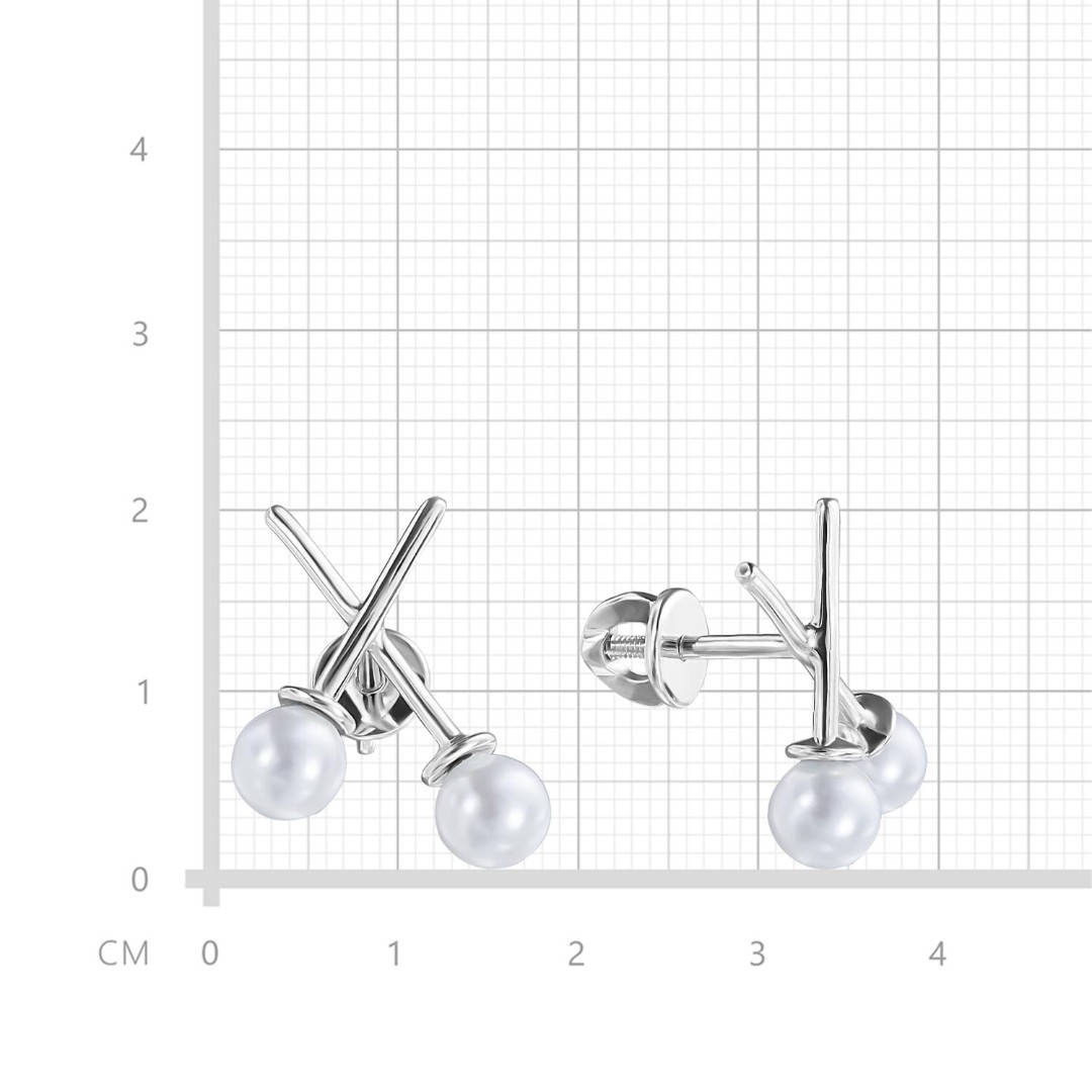 Серьги,Серьги Пусеты,Серьги Гвоздики,Серебро,с вставкой Жемчуг натуральный Белая цвета,с замком Пусет,Винтовой,Штыревой,Штифтовой,РОССИЯ