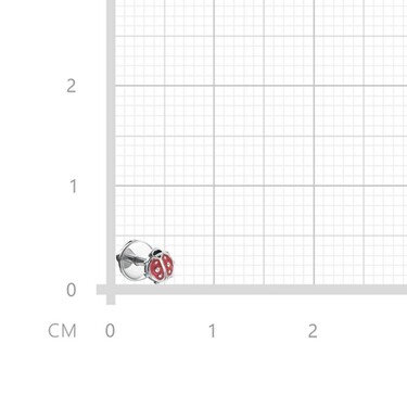Серебряные серьги / Пусеты / Гвоздики / Божья коровка с красной эмалью, родий