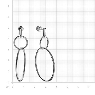 Серебряные серьги пусеты Кольца с подвесками Кольцами / Геометрия, родий