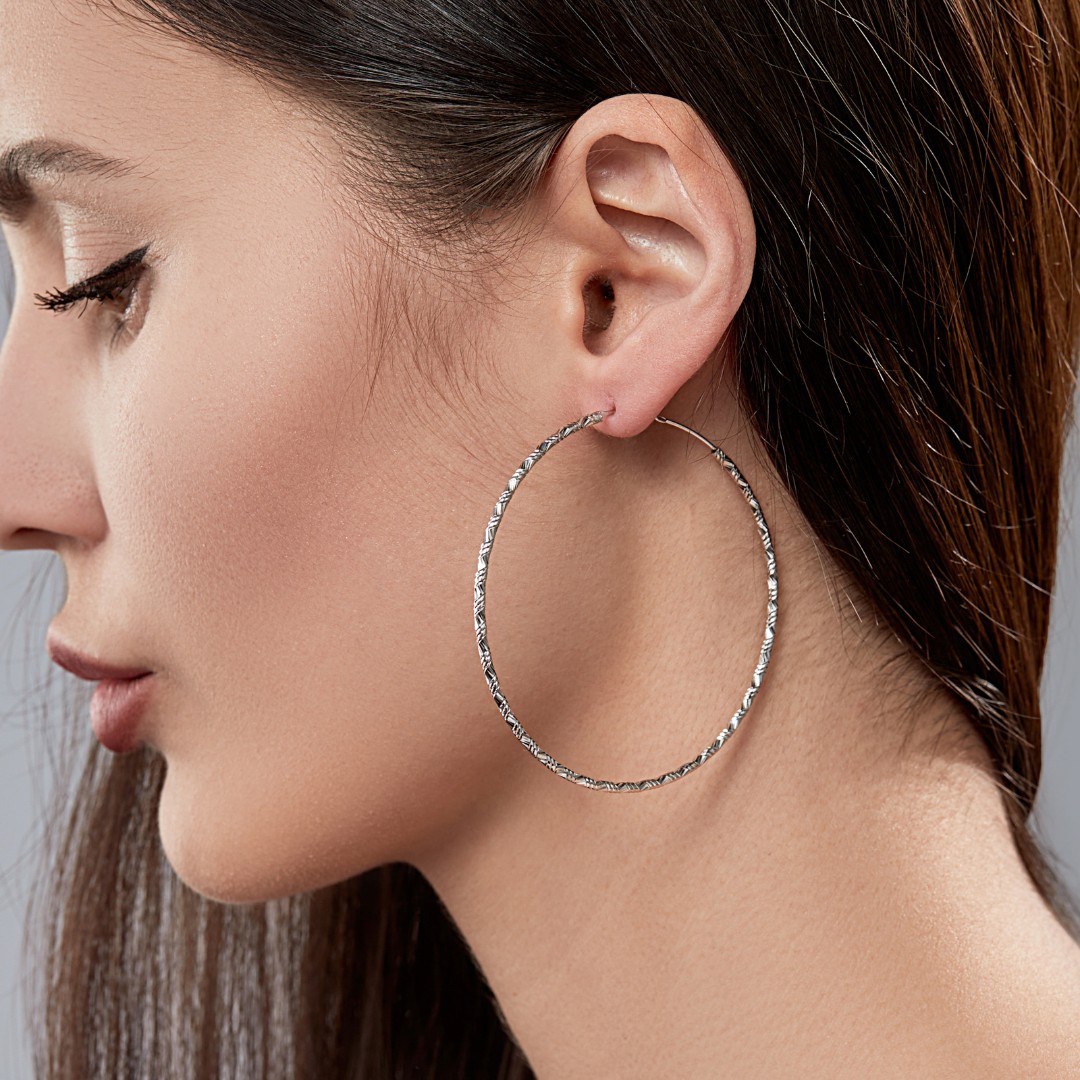 Серьги,Серебро,с вставкой Без вставок,с замком Кольцо,Конго,ИТАЛИЯ