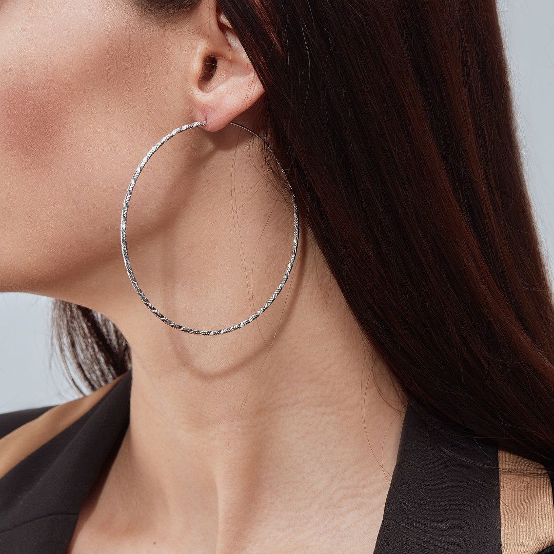 Серьги,Серебро,с вставкой Без вставок,с замком Кольцо,Конго,ИТАЛИЯ