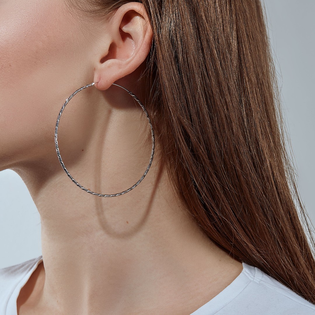 Серьги,Серебро,с вставкой Без вставок,с замком Кольцо,Конго,ИТАЛИЯ