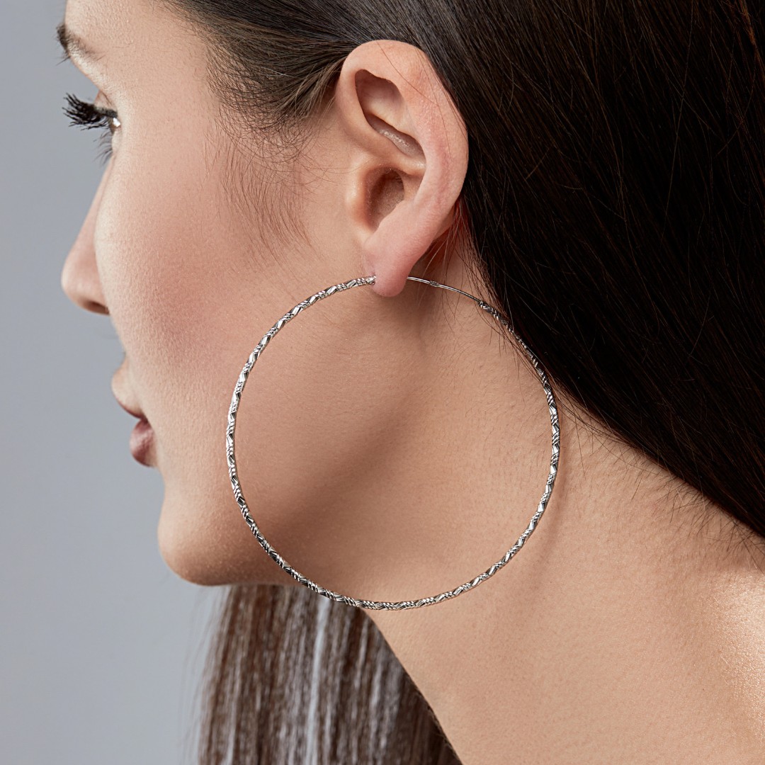 Серьги,Серебро,с вставкой Без вставок,с замком Кольцо,Конго,ИТАЛИЯ