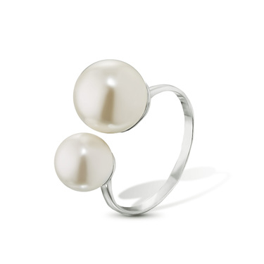 Серебряное женское кольцо Разъемное / Регулируемое / Не замкнутое / Безразмерное с искус. жемчугом