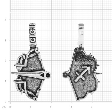 Серебряная подвеска с чернением стим-панк знак зодиака Стрелец
