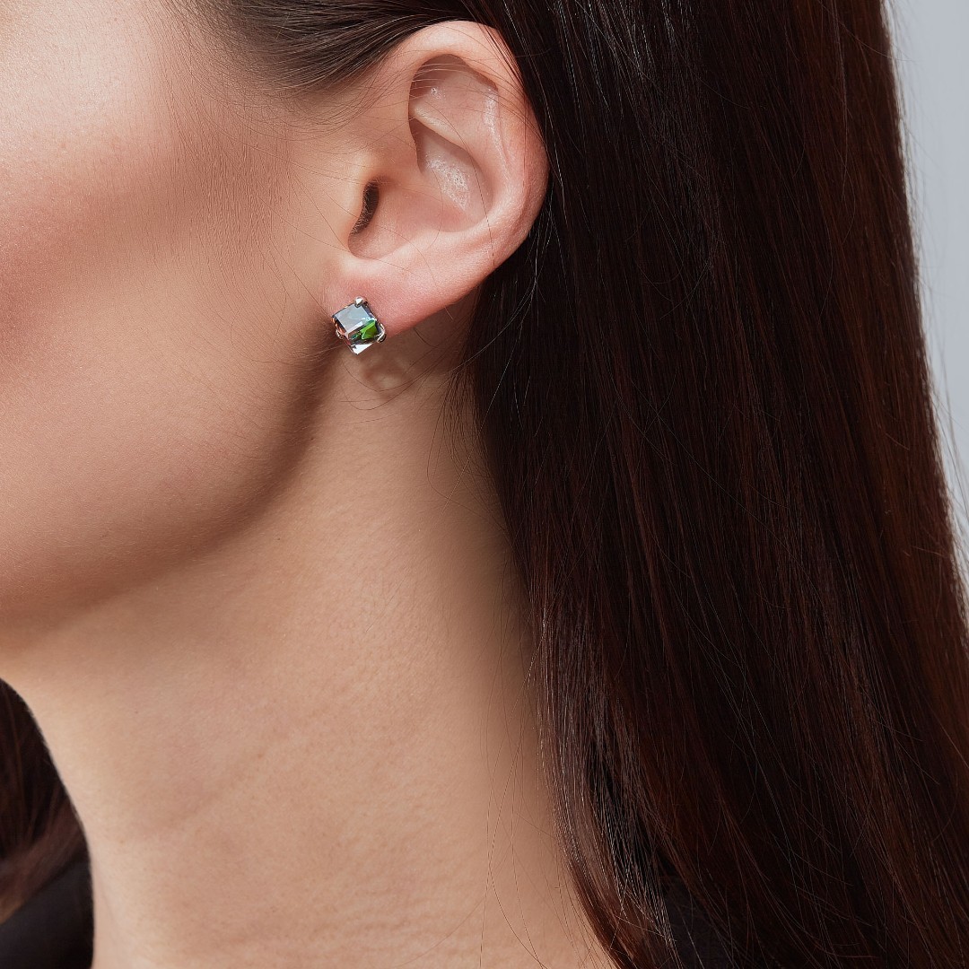 Серьги,Серьги Пусеты,Серебро,с вставкой Кристалл Сваровски,с замком Пусет,Винтовой,Штифтовой,РОССИЯ