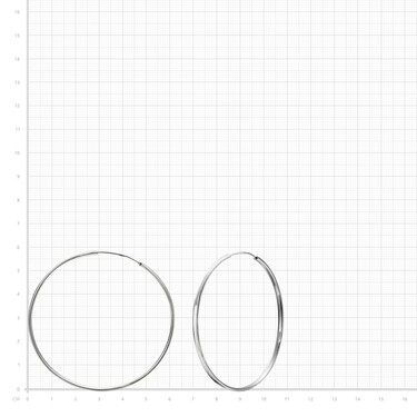 Серебряные классические плоские гладкие серьги Кольца / Конго / Круглые, диаметр 6 см, родий