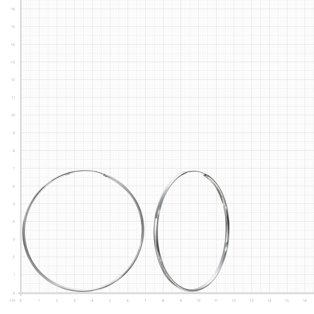 Серебряные классические плоские гладкие серьги Кольца / Конго / Круглые, 7  см, родирование - купить в Ювелирном магазине Silveroff
