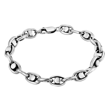 Серебряный мужской браслет, плетение траверсина, ширина 0,9 см