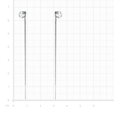 Серебряные длинные серьги Протяжки / Продевки / Цепочки с фианитами, покрытие платина