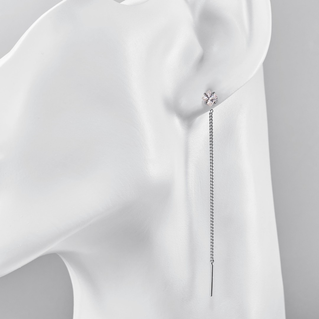 Серьги,Серьги Протяжки,Серьги Продевки,Длинные серьги,Серьги Цепочки,с вставкой Фианит,РОССИЯ