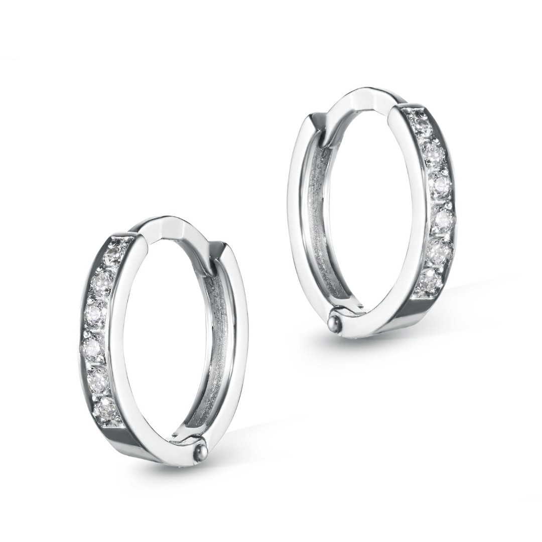 Серьги,Серьги Хаггис,Серебро,с вставкой Фианит,с замком Скоба,Булавка с фиксатором,РОССИЯ