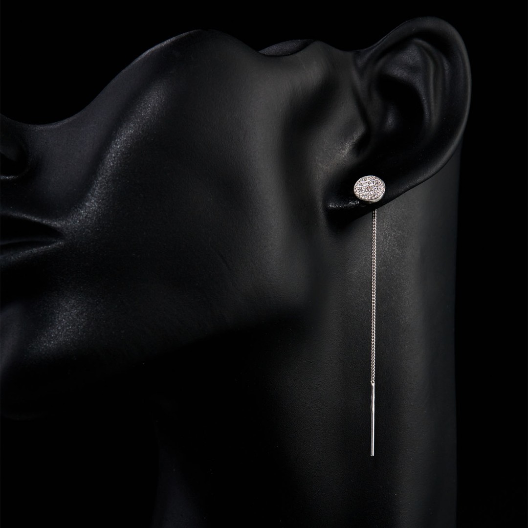 Серьги,Серьги Протяжки,Серьги Продевки,Длинные серьги,Серьги Цепочки,с вставкой Фианит,РОССИЯ