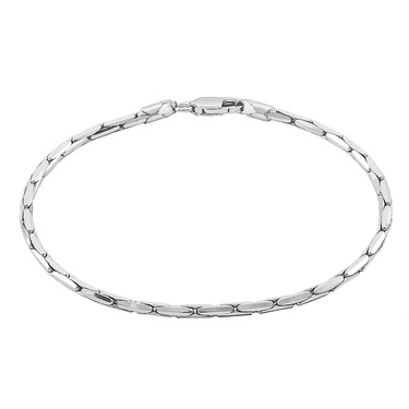 Серебряный браслет, плетение Шнурок с огранкой, родий, ширина 2 мм