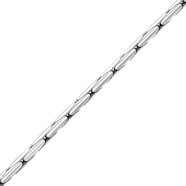 Серебряный браслет, плетение Шнурок с огранкой, родий, ширина 2 мм