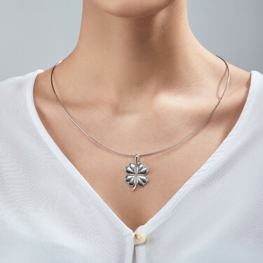 Серебряная подвеска Клевер / Четырехлистник, малая, чернение