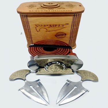 Пряжка-нож пояс «Православие» - «Златоустовская роспись», натуральная кожа, подарочный комплект