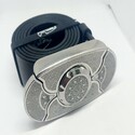 Пряжка-нож пояс «Квадро» - серия «Laser StainlessSteel», натуральная кожа, подарочный комплект Ремень,Сталь,Натуральная кожа,РОССИЯ